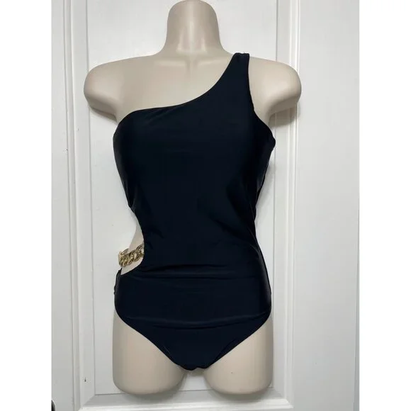 L'AGENCE Ava Chain One-Piece Swimsuit in Black Size S